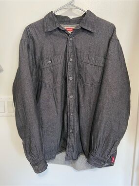 Wrangler Charcoal Button-Up Shirt with Sherpa Lining